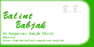 balint babjak business card