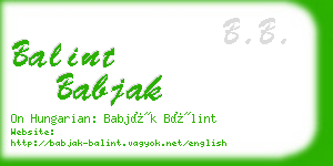 balint babjak business card